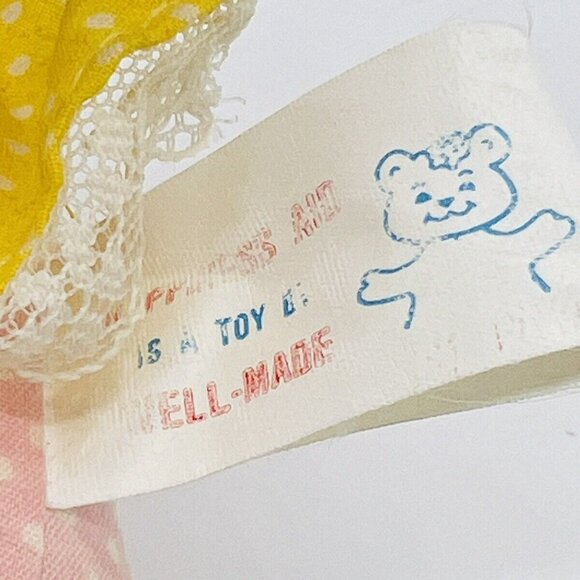 Well Made Toy Bunny Rabbit Yellow Pink Polka Dots Vintage 1983 Plush Doll - Picture 4 of 6